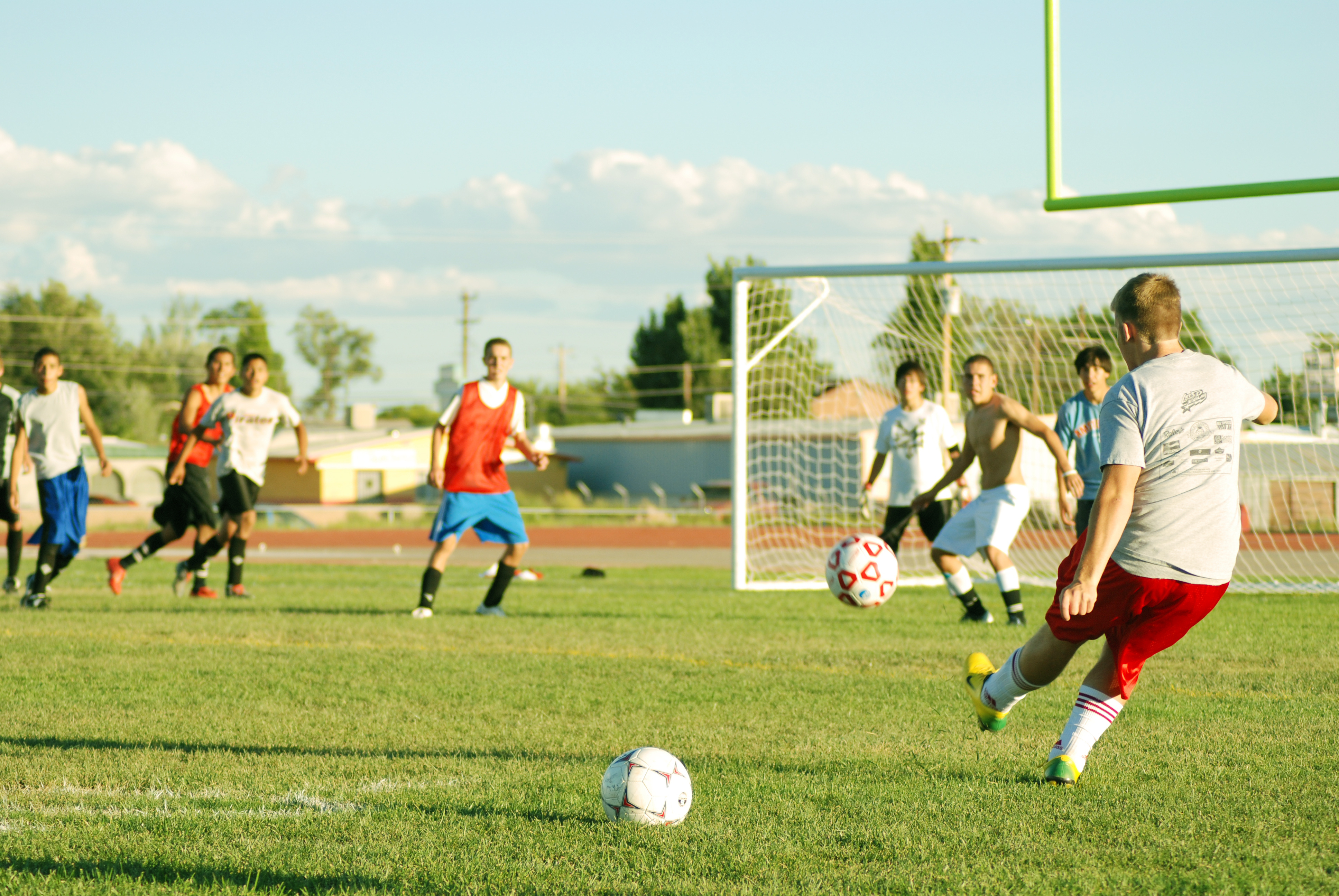 Soccer training action shot